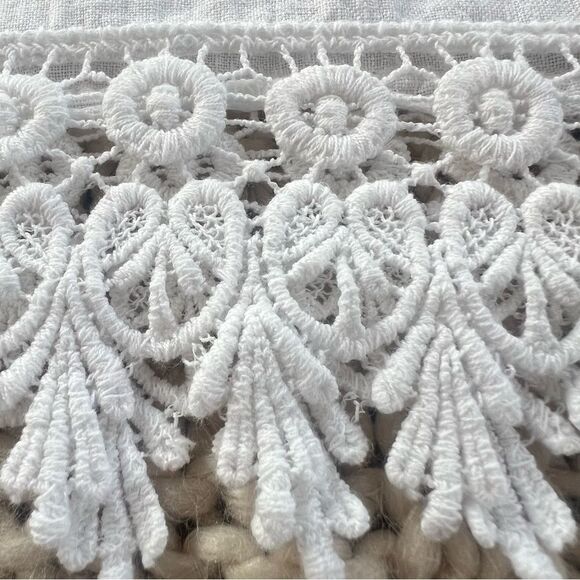 Terzo Millennio Italian Linen Crocheted Short Sleeve Crisp White Tunic Blouse - Picture 9 of 10